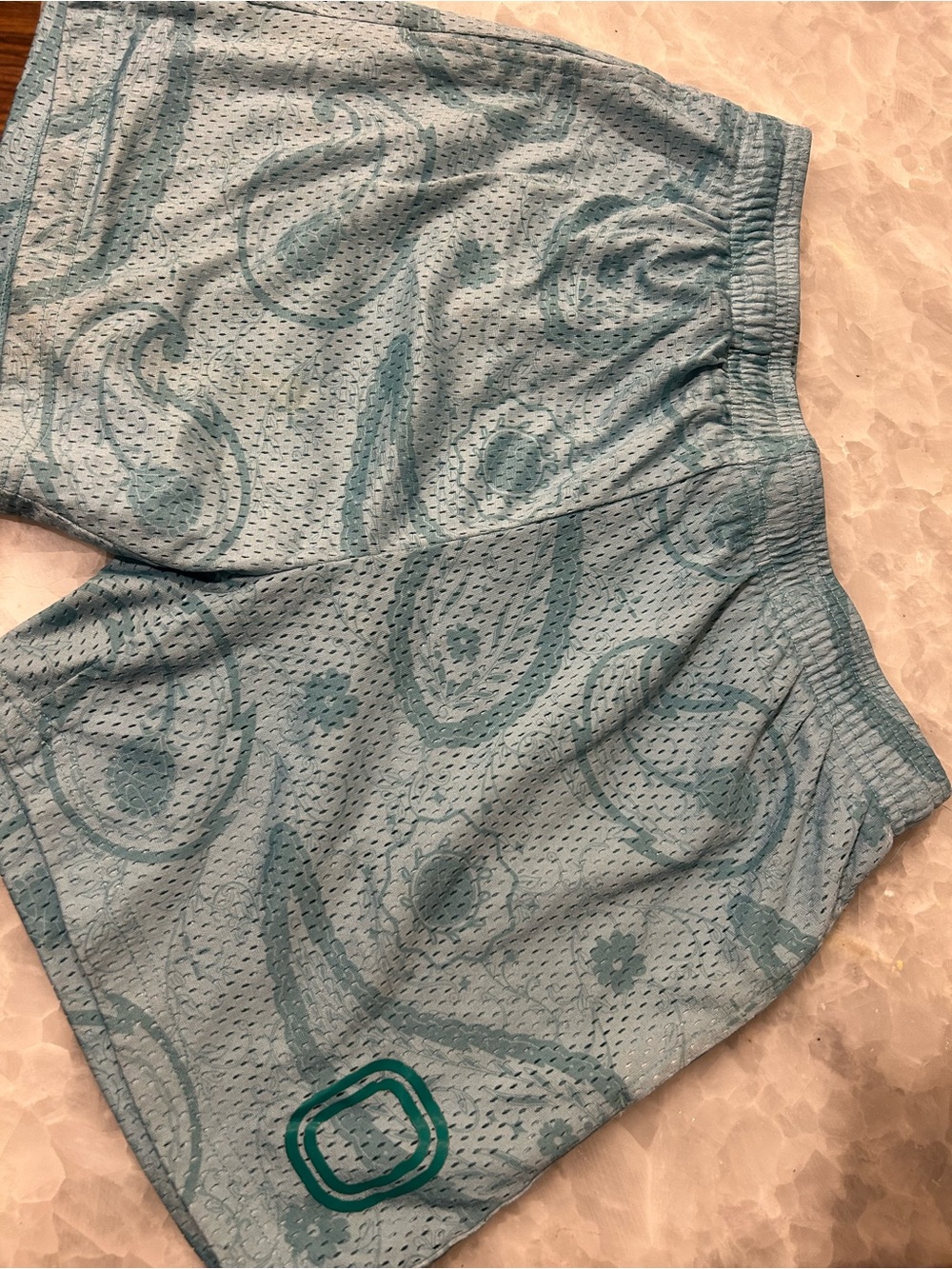 Men's Athletic Mesh Shorts in Teal Paisley